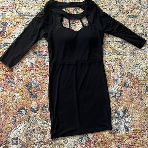 Black mini dress with sheer arms